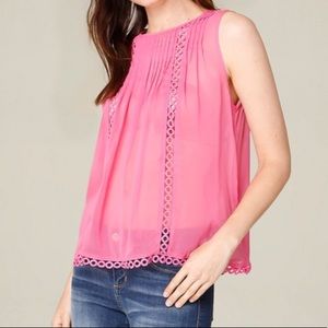 Bebe Pink Sheer Sleeveless Top